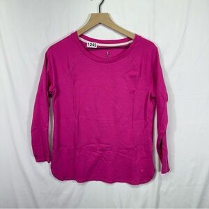 Isaac Mizrahi Live Essentials Pink V-Neck Long Sleeve Top Size S